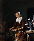 Gabriel Metsu Famous Paintings - Woman Eating